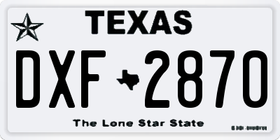 TX license plate DXF2870