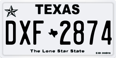 TX license plate DXF2874