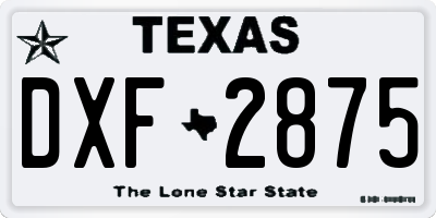 TX license plate DXF2875