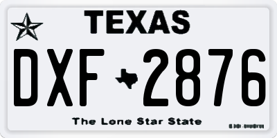 TX license plate DXF2876