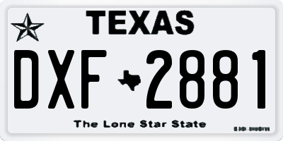 TX license plate DXF2881