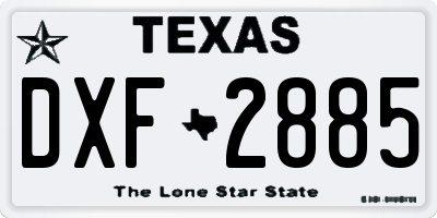 TX license plate DXF2885