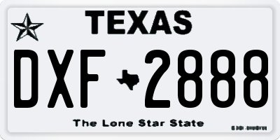 TX license plate DXF2888