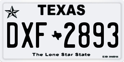 TX license plate DXF2893