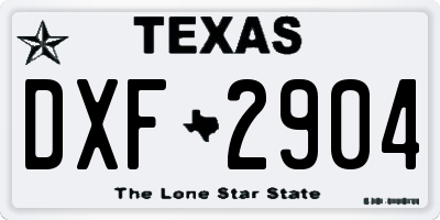 TX license plate DXF2904