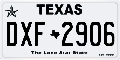 TX license plate DXF2906