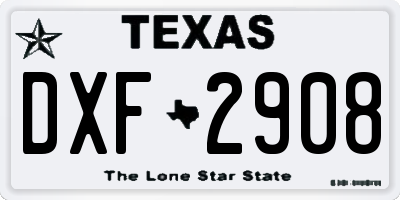 TX license plate DXF2908