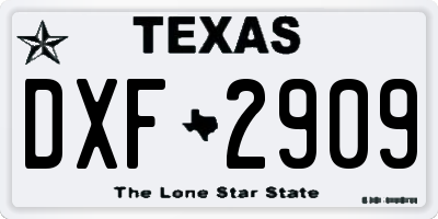 TX license plate DXF2909