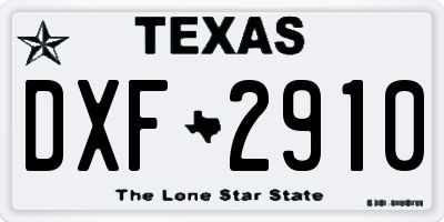 TX license plate DXF2910