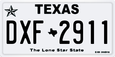 TX license plate DXF2911