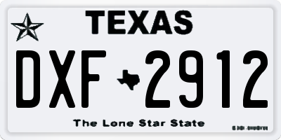 TX license plate DXF2912