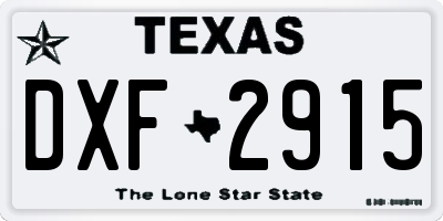 TX license plate DXF2915