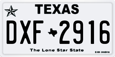 TX license plate DXF2916