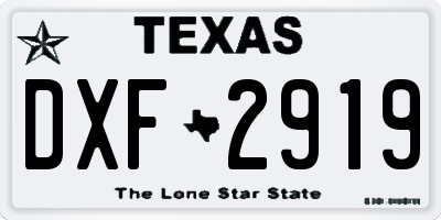 TX license plate DXF2919