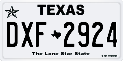 TX license plate DXF2924