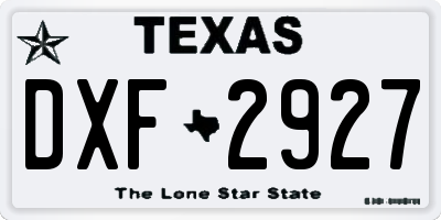 TX license plate DXF2927