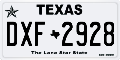 TX license plate DXF2928