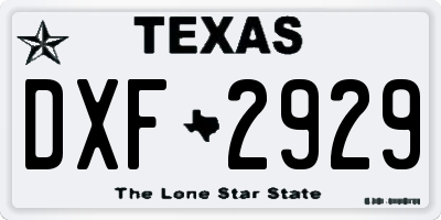 TX license plate DXF2929