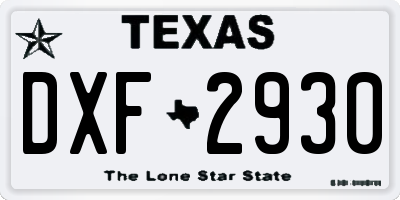 TX license plate DXF2930