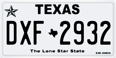 TX license plate DXF2932