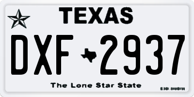 TX license plate DXF2937