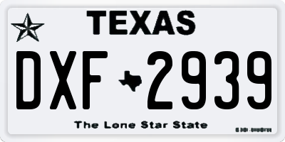 TX license plate DXF2939