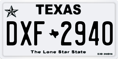 TX license plate DXF2940