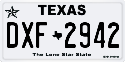 TX license plate DXF2942
