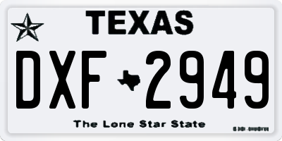 TX license plate DXF2949