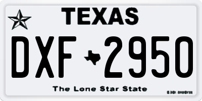 TX license plate DXF2950