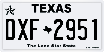 TX license plate DXF2951