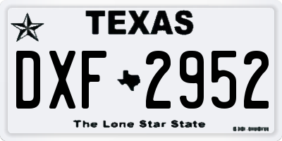 TX license plate DXF2952