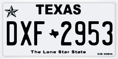 TX license plate DXF2953