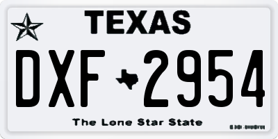 TX license plate DXF2954