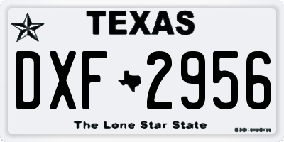 TX license plate DXF2956