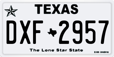 TX license plate DXF2957
