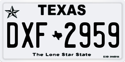 TX license plate DXF2959
