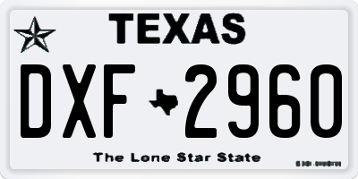 TX license plate DXF2960