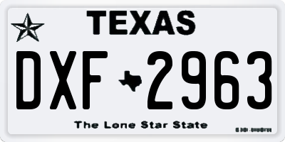 TX license plate DXF2963
