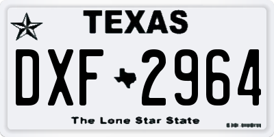 TX license plate DXF2964