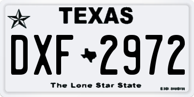 TX license plate DXF2972