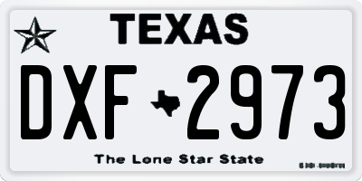 TX license plate DXF2973