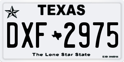 TX license plate DXF2975