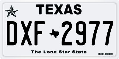 TX license plate DXF2977