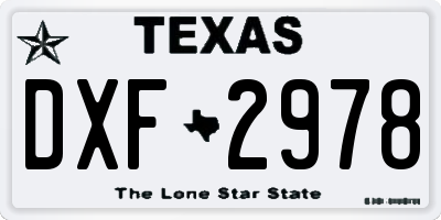 TX license plate DXF2978