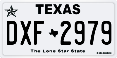 TX license plate DXF2979