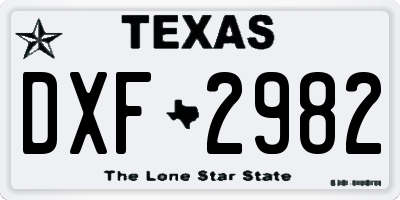 TX license plate DXF2982