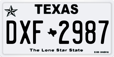 TX license plate DXF2987
