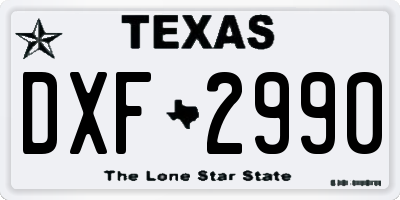 TX license plate DXF2990