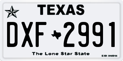 TX license plate DXF2991